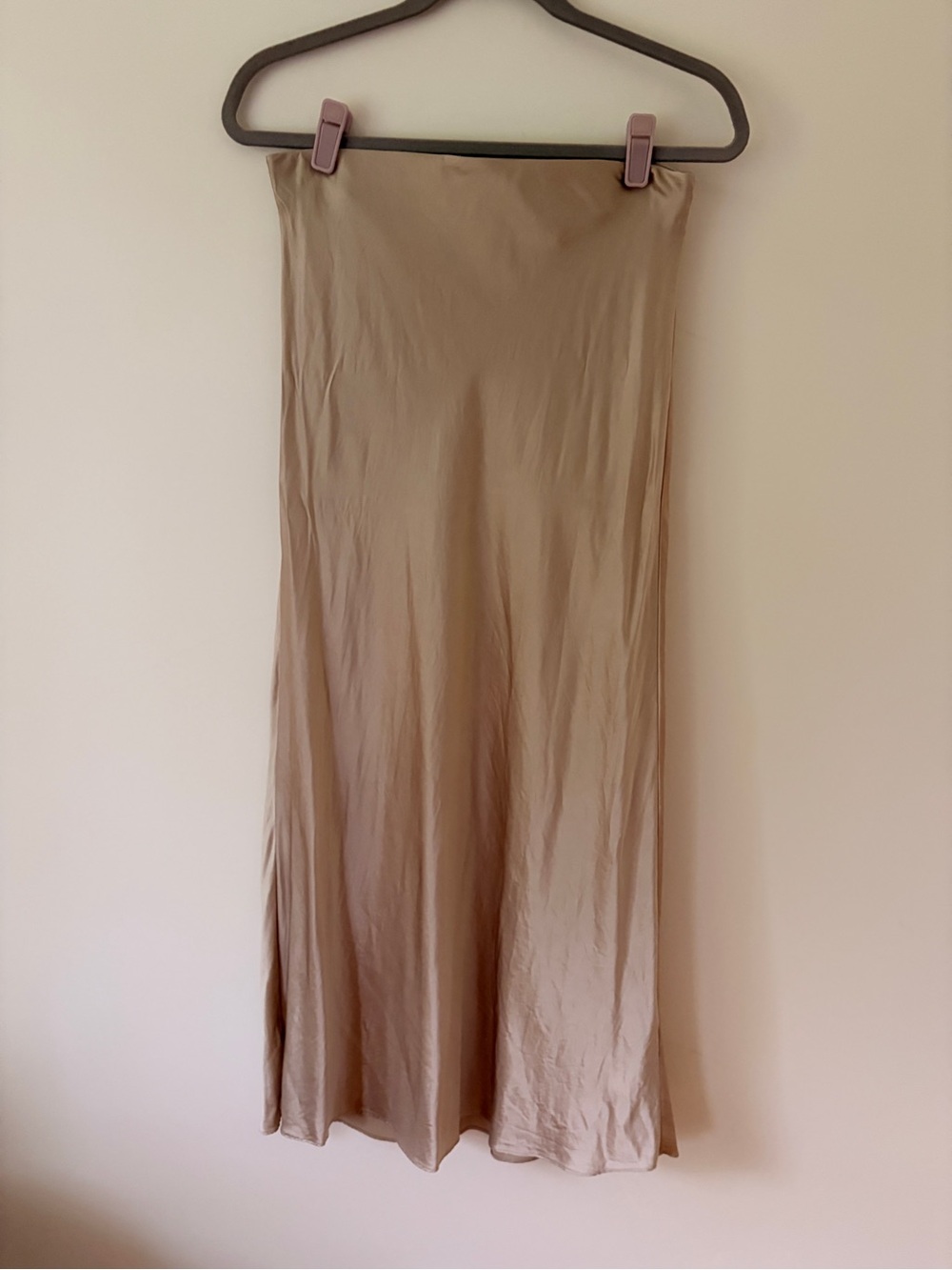 Quince Washable Silk Midi Skirt in Champagne